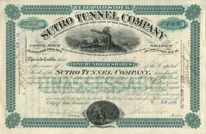 Sutro Tunnel Company signed by Theodore Sutro